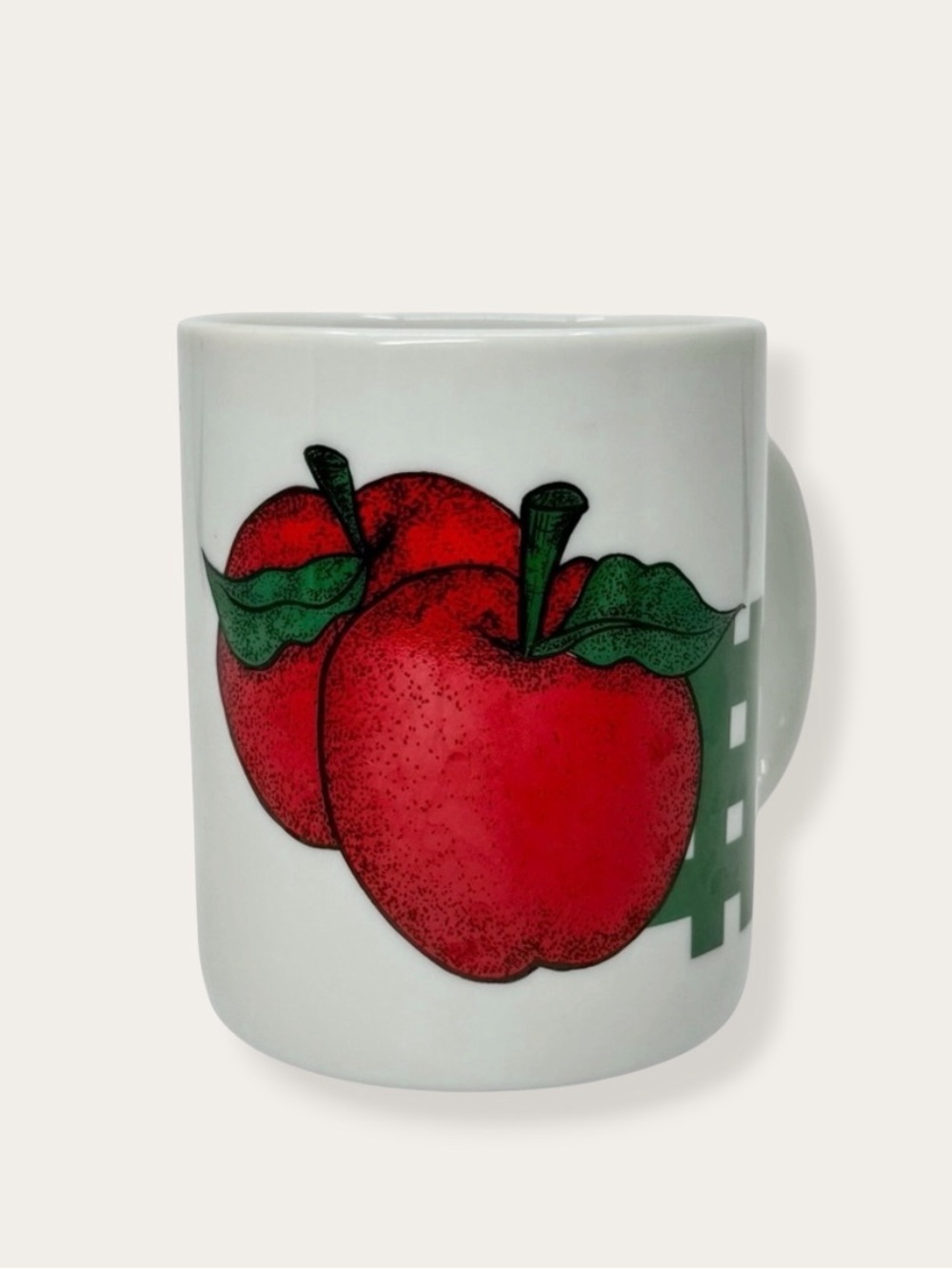 Vintage BIA Cordon Bleu Apple & Gingham Coffee Mug • 12 fl oz